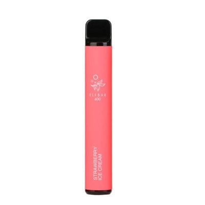 Elf Bar 600 Puffs - Strawberry Ice Cream - Disposable Device - No Nicotine