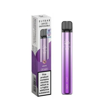 Elf Bar 600 Puffs - Grape - Disposable Device - No Nicotine