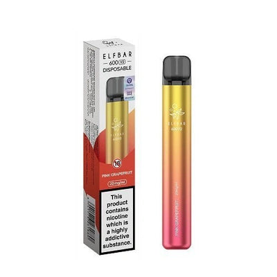 Elf Bar 600 Puffs - Pink Grape Fruit - Disposable Device - No Nicotine