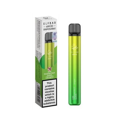 Elf Bar 600 Puffs - Kiwi Passion Fruit Guava - Disposable Device - No Nicotine