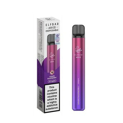 Elf Bar 600 Puffs - Grape Raspberry - Disposable Device - No Nicotine