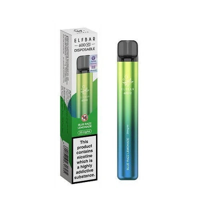 Elf Bar 600 Puffs - Blue Razz Lemonade - Disposable Device - No Nicotine