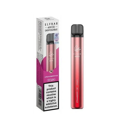 Elf Bar 600 Puffs - Strawberry Ice - Disposable Device - No Nicotine