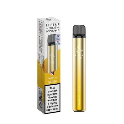 Elf Bar 600 Puffs - Banana Ice - Disposable Device - No Nicotine