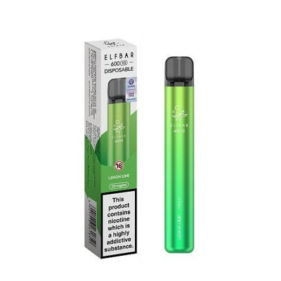 Elf Bar 600 Puffs - Lemon Lime - Disposable Device - No Nicotine