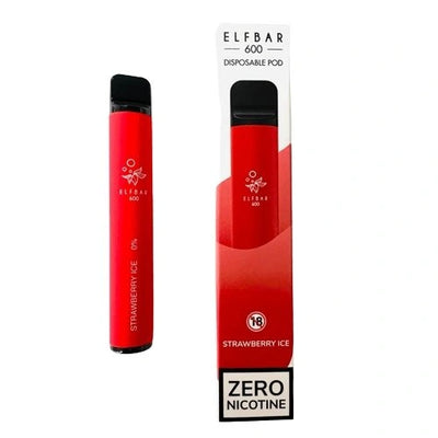 Elf Bar 600 Puffs - Strawberry Ice - Disposable Device - No Nicotine